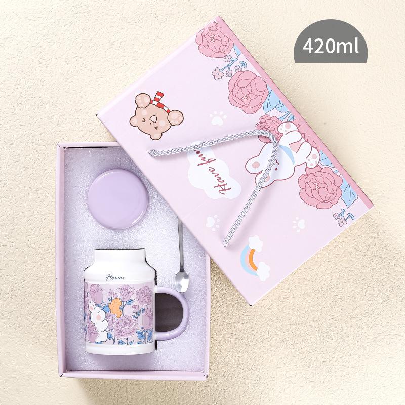 Милая креативная ретро кружка Интернет-знаменитость кролик цветок животное керамическая чашка женская домашняя офисная чашка кролик