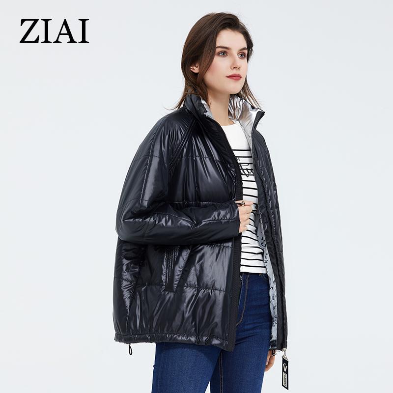 ziai Весенняя женская куртка, короткое теплое тонкое хлопковое пальто ярких цветов с воротником-стойкой, модная верхняя одежда