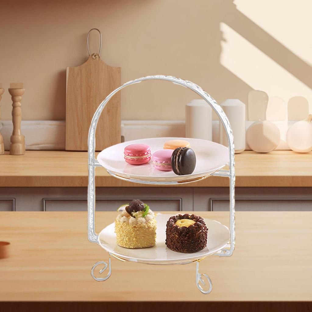 Double Layers Dessert Serving Stand Cookies Snack Tray Rack 31.5x23cm Pastry Holder