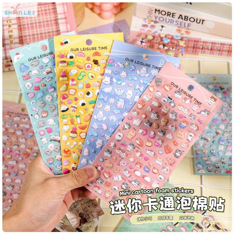3D Mini Cute Animal Stickers Japanese Food Doll Style Puffy Decals for Kids DIY Craft Reward Phone Laptop Album Decor