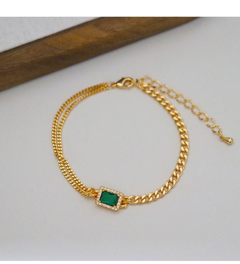 Ретро Шик Зеленый Циркон Квадратное Ожерелье - Универсальный и Элегантный Женский Чокер