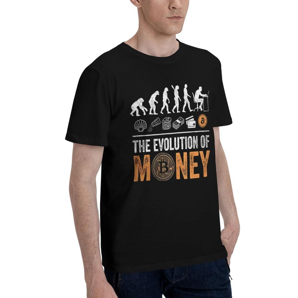 Bitcoin Evolution 100% Хлопок Повседневный Дышащий Удобный Винтажный Мужская Одежда Бренды Мужская Футболка