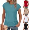 2025 Spring/Summer New Solid Color Round Neck Short Sleeve T-shirt Top for Women