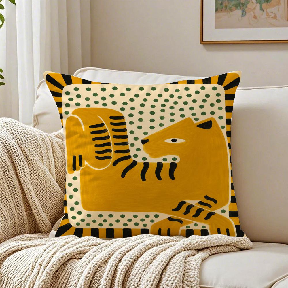 Ancient Egypt Abstract Colorful Pillow Case Double-Sided Plush Sofa Cushion Covers Organic Breathable Invisible Zipper