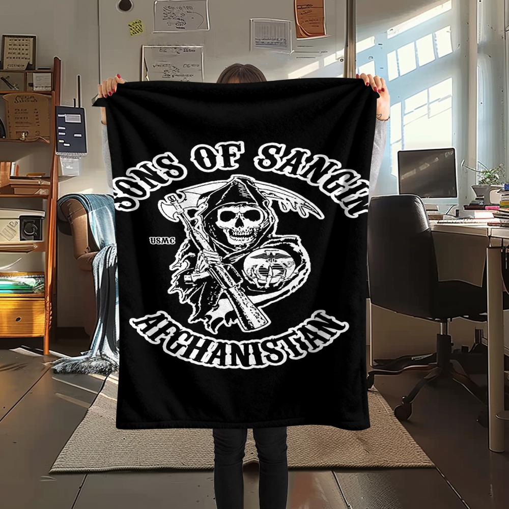 Death and Viking Warriors Print Flannel Blanket,High quality Comfortable for All Seasons,Home Decor,Warmth and Comfort,Perfect for Christmas Gifts