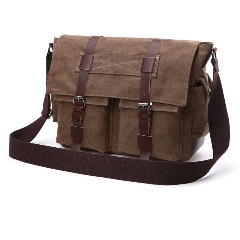 Мужские деловые сумки-мессенджеры для мужчин, винтажная парусиновая сумка через плечо, повседневная офисная дорожная сумка в стиле ретро