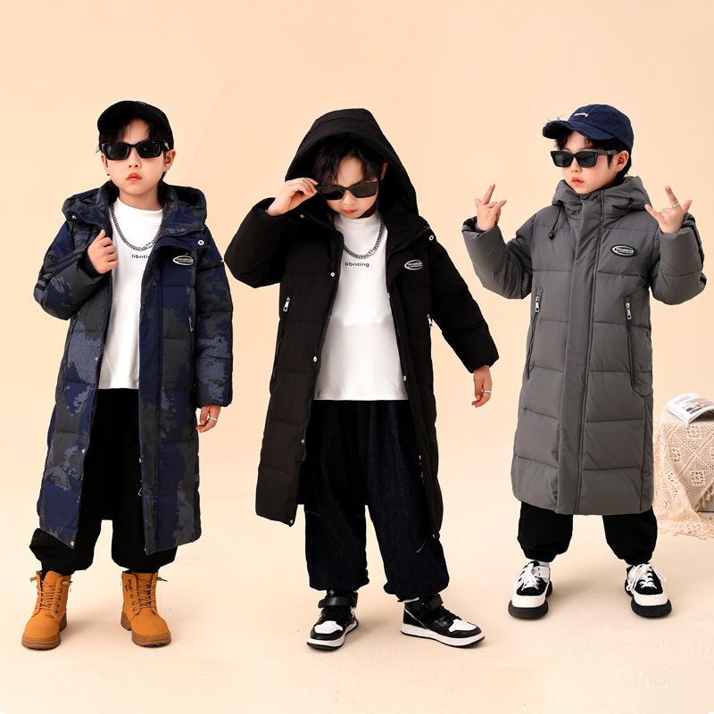 Детские пуховики для мальчиков и девочек зимние средней длины утепленные детские стильные пальто для родителей и детей
