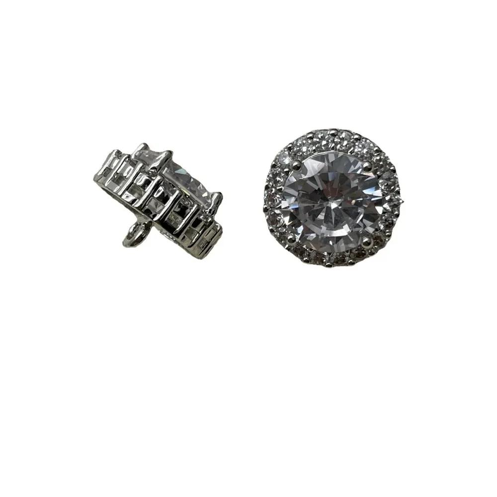 Блестящие роскошные пуговицы из циркония 12,5 мм круглые латунные пуговицы на ножке женские декоративные пуговицы для одежды