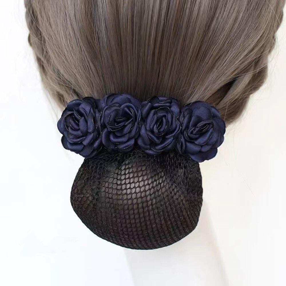 Hair Accessories Bow French Hair Clip Barrette Women Hair Bun Cover Net Snood Hairnet Flower