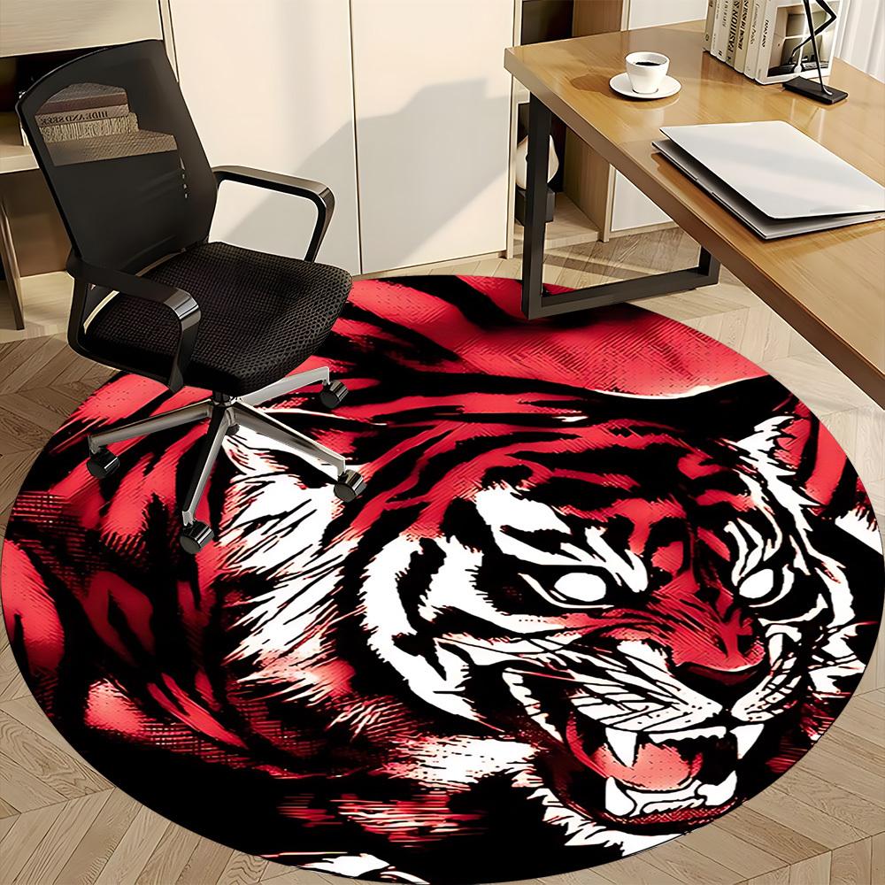 1pc Tiger Print Chair Carpet for Office, Soft Flannel Throw Mat, Perfect for Office,Holiday Party Decoration Choice yy251113090