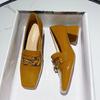 Туфли-лодочки с квадратным носком, женские, 2024, новая корейская версия, толстый каблук, модная женская обувь, низкие туфли на высоком каблуке, обувь Lefu