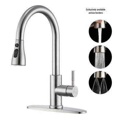 Смеситель для кухни из нержавеющей стали 304 с поворотным выдвижным краном и телескопической лейкой для горячей/холодной воды