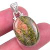 Natural Unakite Gemstone Handmade 925 Solid Sterling Silver Pendant 1.25" T9u80