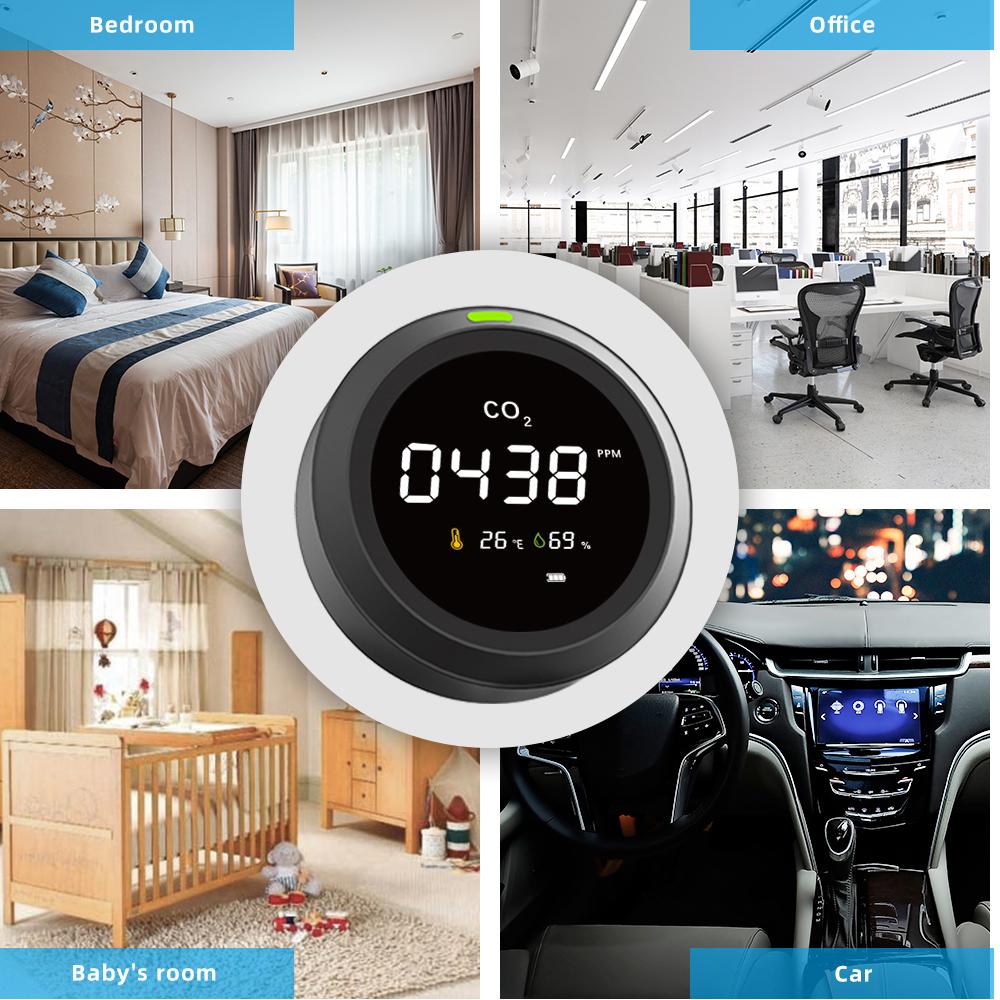 Измеритель CO2 Датчик CO2 Многофункциональный детектор CO2 Бытовая техника USB зарядка Монитор качества воздуха Анализатор качества воздуха