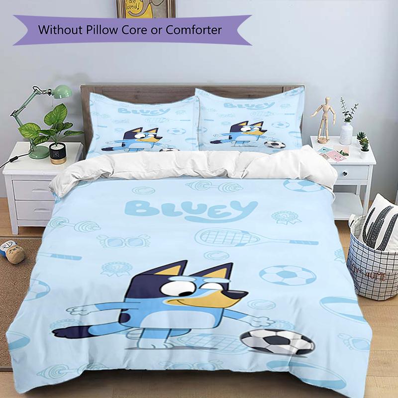 3pcs Bluey Bedding Set Duvet Cover Closure Includes 1 Duvet Cover & 2 Pillowcases, Soft and Comfortable for All Seasons.