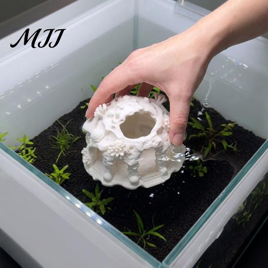 Укрытие для морских обитателей Коралловый домик Украшение для аквариума, 3D-печатное укрытие для рептилий Аксессуары для аквариума Пещера, Прочный habitat из PLA для