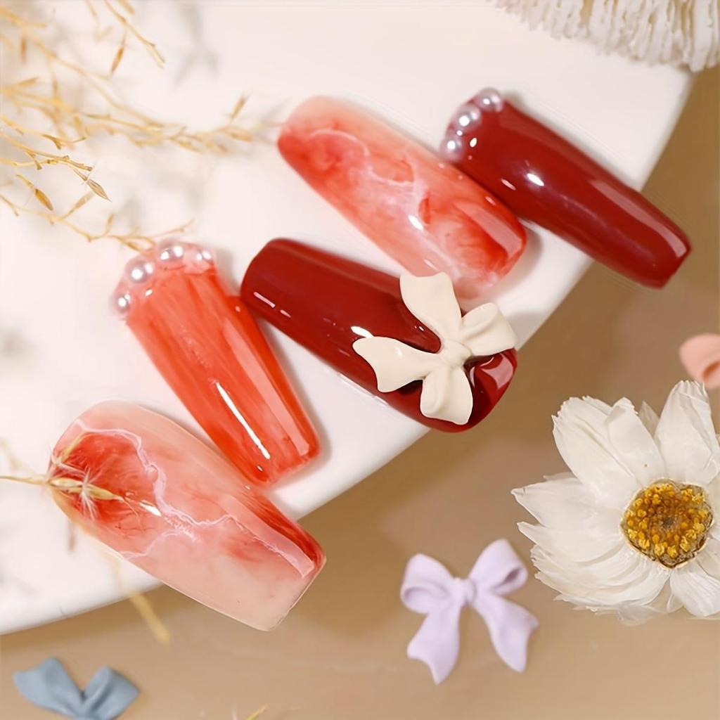 100 шт. 3D украшения для ногтей с бантом, аксессуары для дизайна ногтей с бантом, подвески для ногтей с бантом для ногтей из акриловой смолы, украшение для маникюра