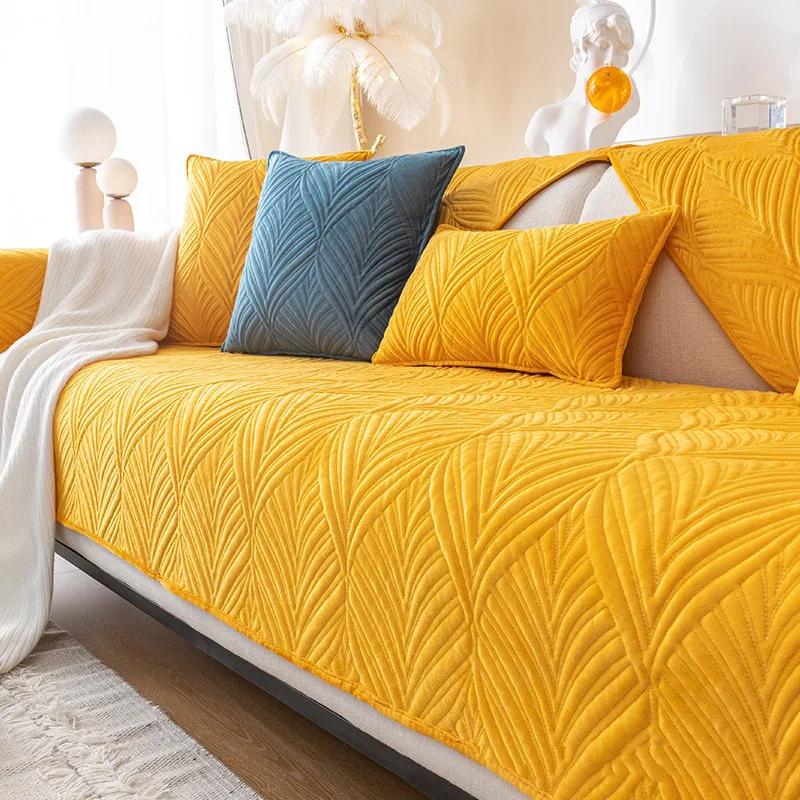 Скандинавский однотонный чехол для дивана для гостиной, нескользящий толстый плюшевый диван-подушка, коврик, комбинированный диван, защита для полотенец, домашний декор