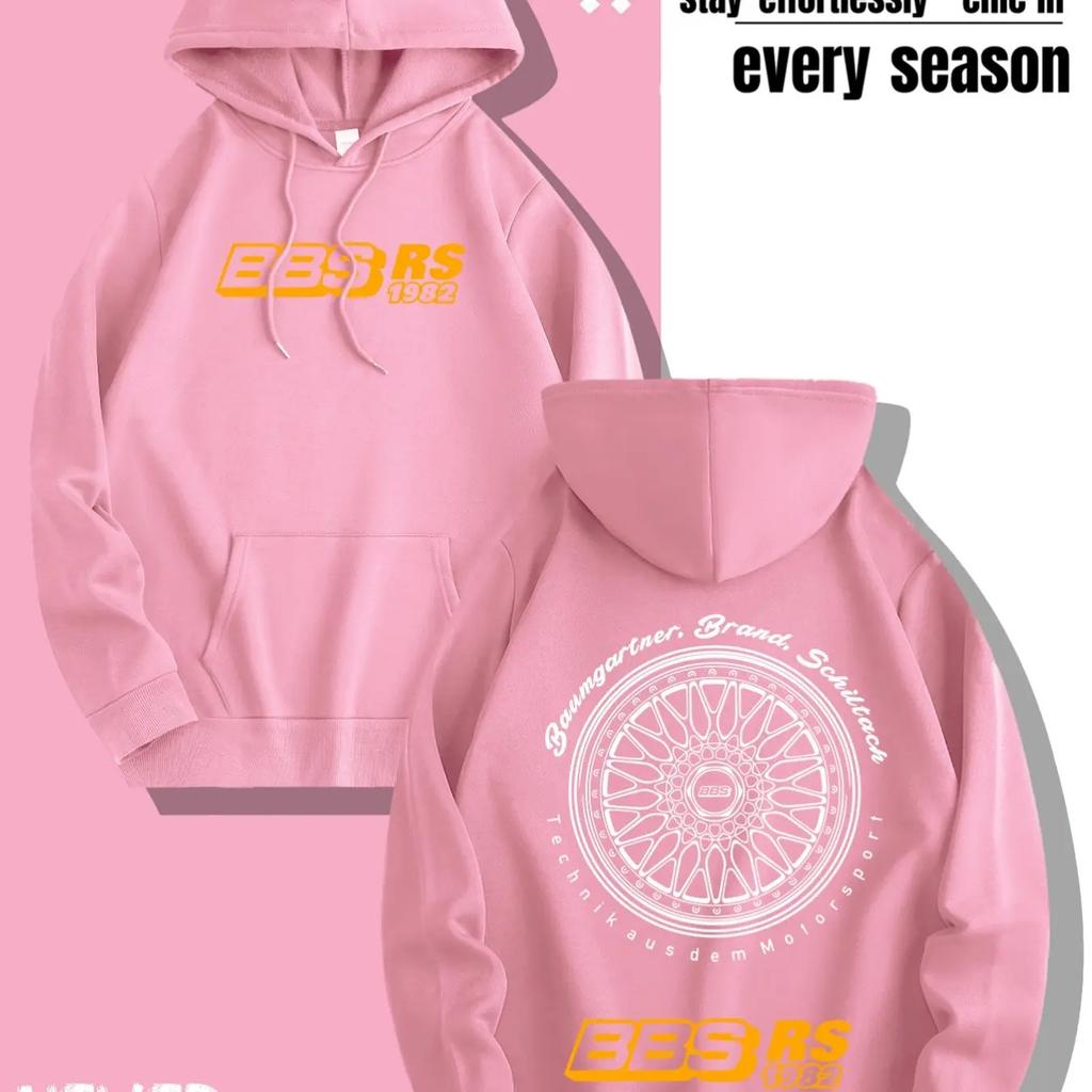 Men's Casual Hooded Sweatshirt Printed with BBS Wheel Logo Autumn and Winter Fashion Pullover Sweater Hoodie
