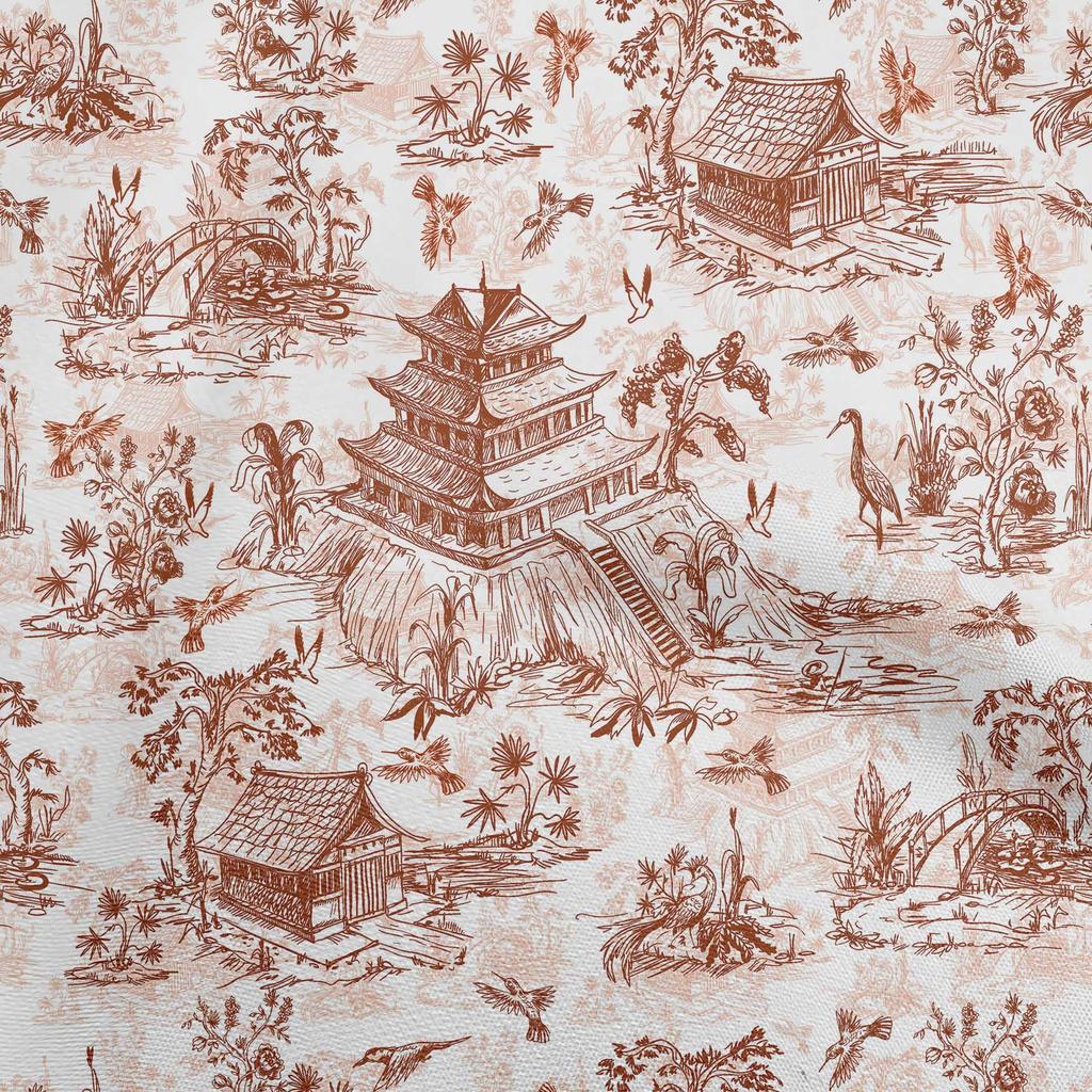 oneOone Cotton Flex Brown Fabric Asian Japanese Pattern Sewing Fabric By The Yard Printed Diy Clothing Sewing Supplies 40 Inch