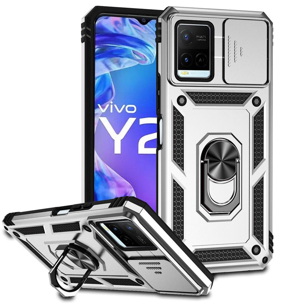 VIVO Y21/Y33S/Y20 Protective Push-Window Phone Case with Stand