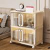 1 Foldable Plastic Storage Cabinet Household Snack Toy Cabinet Large Capacity Double Door Storage Box Multi-layer Storage Cabine