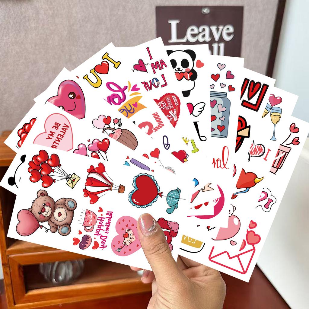 New Cartoon Valentine's Day Love Series Tattoo Stickers Waterproof Party Gift Fun Face Hand Stickers