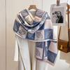 Classic Black And White Plaid Korean Version Imitation Cashmere Scarf, Thickened Warm Scarf, Women'S Double-Sided Dual-Purpose Large Shawl