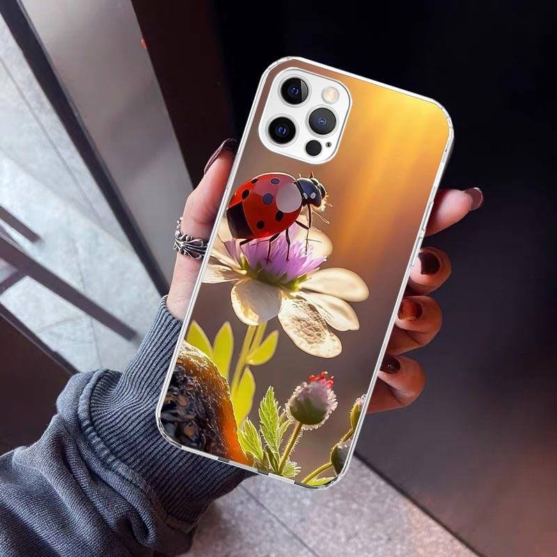 Чехол для телефона 'Семиточечная божья коровка' для iPhone 17 Air 11 13 Mini 14 15 Plus 16 12 Pro Max 16E SE 7 8 Рисунок Мягкий ТПУ Задняя крышка