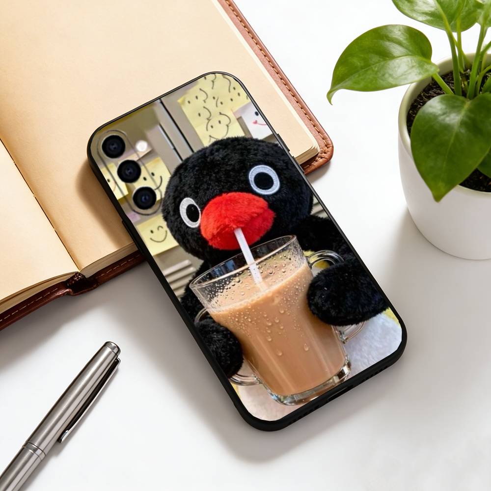 Милый мультяшный пингвин Чехол для телефона Для Samsung Galaxy A73, A72, A71, A70, A53, A52, A51, Другие Мягкий Черный Чехол