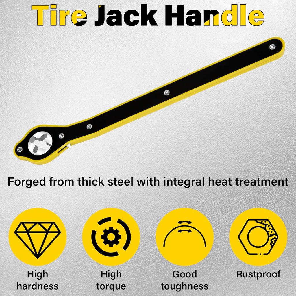 Car Jack Ratchet Wrench, Labor-Saving Tire Jack Handle, Scissor Jack Adapter For Car With Long Handle, 360° Swivel Tire Wheel Lug Wrench For