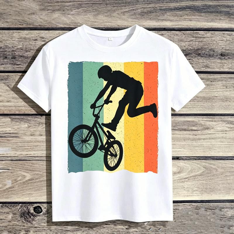 Лучшая Крутая Винтажная Графическая Футболка с Изображением Гонщиков BMX для Унисекс Мальчиков Хлопковая Повседневная Летняя Уличная Одежда Подарок