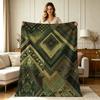 Soft Warm Flannel Blanket with Vintage Tribal Geometric Floral Print All Season Throw Blanket for Couch Sofa Bedroom Office Living Room Home Decorativ