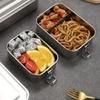1pcs Double Layer 304 Stainless Steel Lunch Box Compartment Bento for Outdoor Student Leakproof American Style Food Container