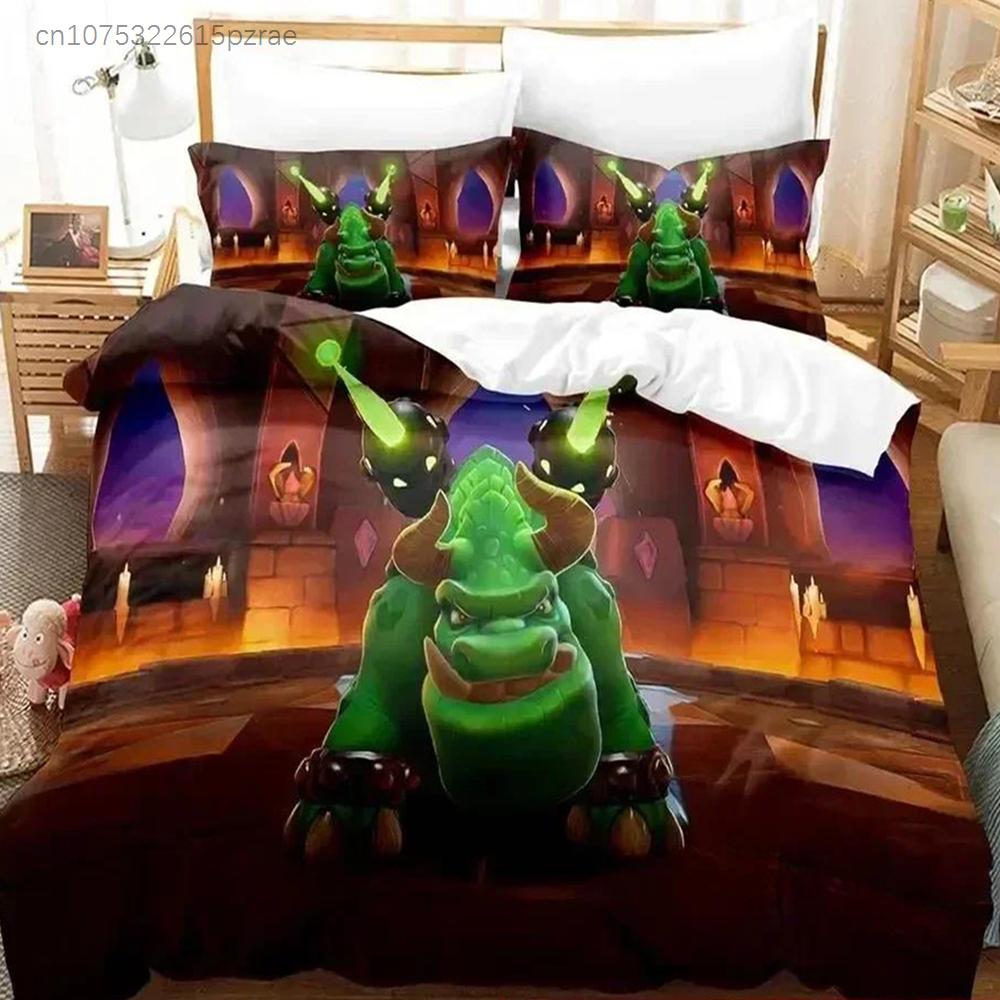 Мультяшный набор постельного белья Spyro Reignited Trilogy Пододеяльник Комплект постельного белья Пододеяльник Наволочка Одеяло Размер King Queen Мальчики Взрослые