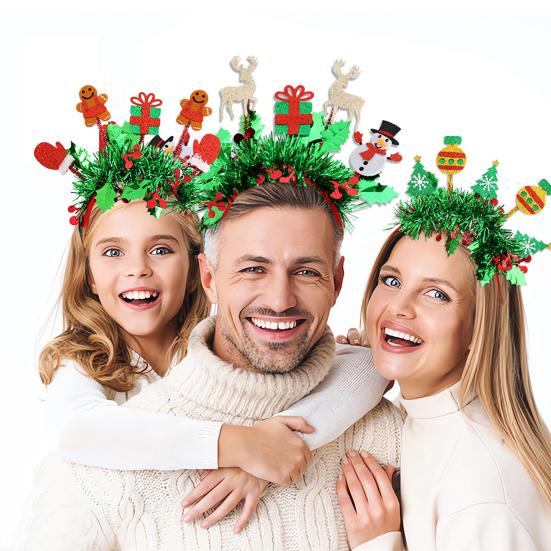 Рождественская повязка на голову праздничный макияж обруч для волос мультфильм снеговики олени Санта шапки повязка на голову для