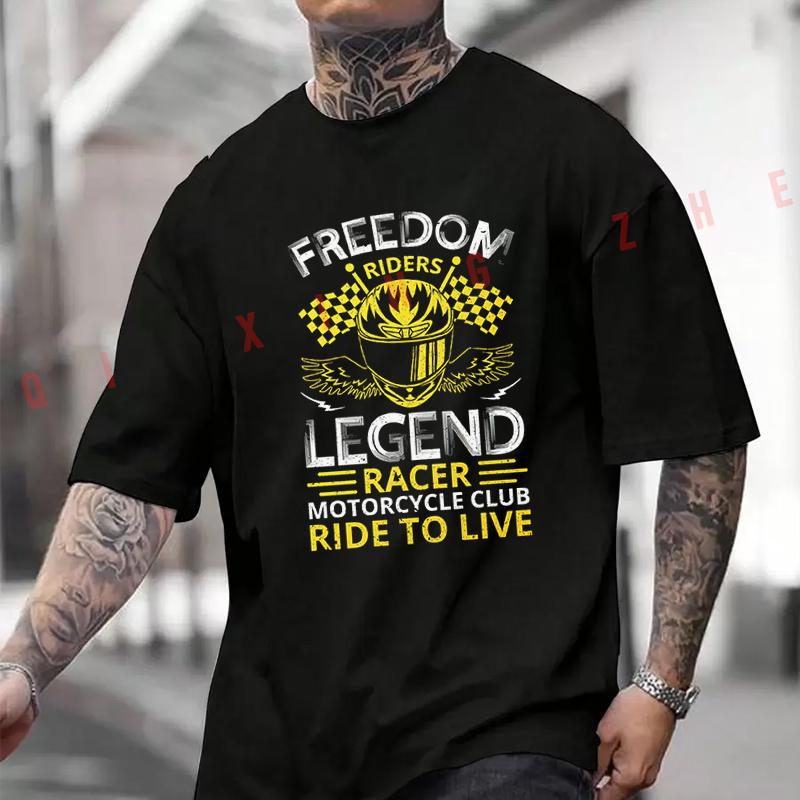 Freedom Riders Motorcycle T-Shirt Moto Cotton Cute Men Clothes Plain Summer Casual Short Sleeve Round Neck T Shirts