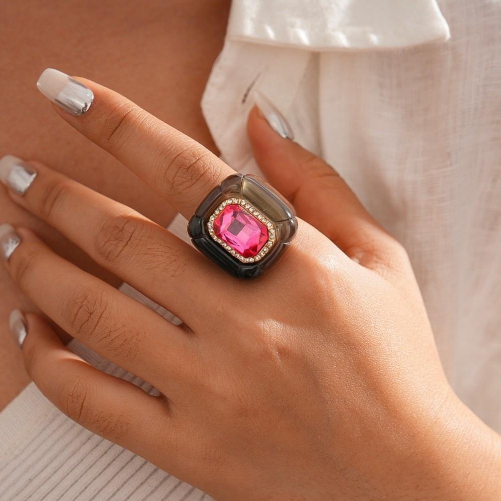 Candy Color Geometric Ring Y2K Classic Big Dome Plain Ring Hand Ornaments Acrylic Resin Ring  Party