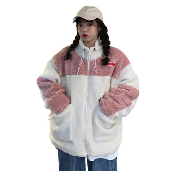 Женская зимняя теплая куртка на молнии, плюшевая свободная куртка, повседневный свободный топ