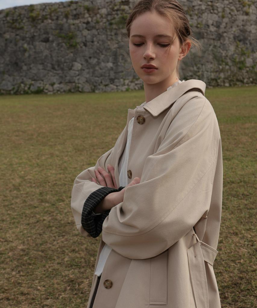 DEHEVE Point Half Trench Coat [Beige]
