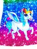 Girls' cartoon printed gradient multi-color long-sleeved flared sleeve round neck dress suitable for ages 2-7