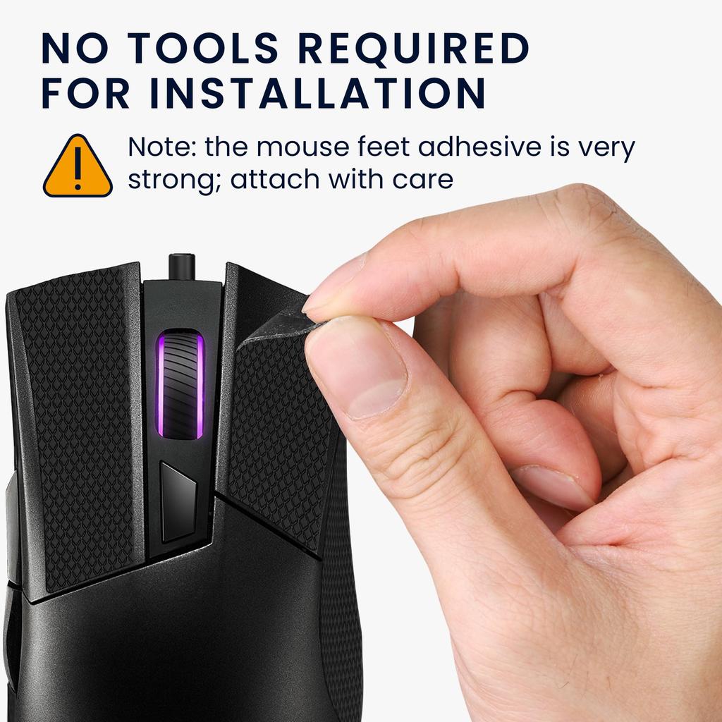 kwmobile Mouse Grip for ASUS ROG Gladius II - Anti-Slip Grip Tape, Pre-Cut, 0.5mm Thick, Black