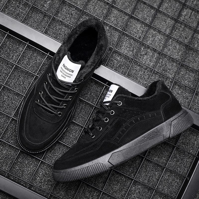 Мода Зимняя мода плюшевые теплые туфли для мужчин корейский тренд хлопок утолщенные мужские роскошные туфли повседневные низкие плоские кроссовки