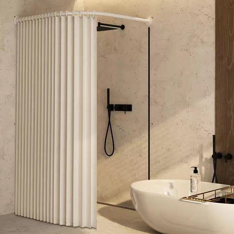Magnetic No-Drill Waterproof Foldable Shower Curtain for Dry-Wet Separation