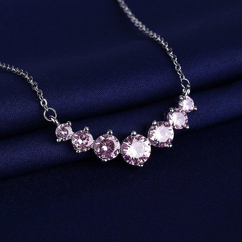 Серебряное Ожерелье 925 Пробы Для Женщин Круглый Кулон Сверкающее Паве Кубический Цирконий Ожерелье Модное Ювелирные Изделия В Подарок На Годовщину День Рождения N755