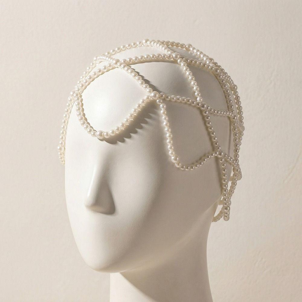 Hand-Made Mesh Hair Accessories Pearls Weave Pearl Headpiece Wedding Accessories