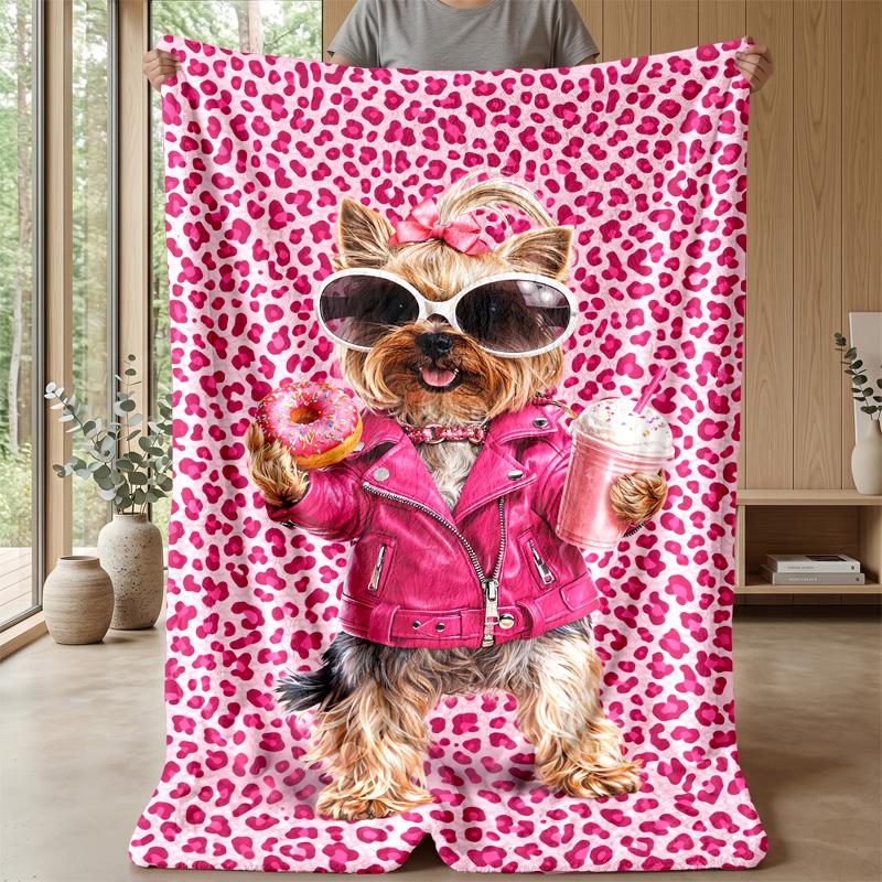 Fashionable Dog Crowd Theme blanket Lightweight Warm Flannel Blanket Decorative Throw Blanket for Home Decoration
