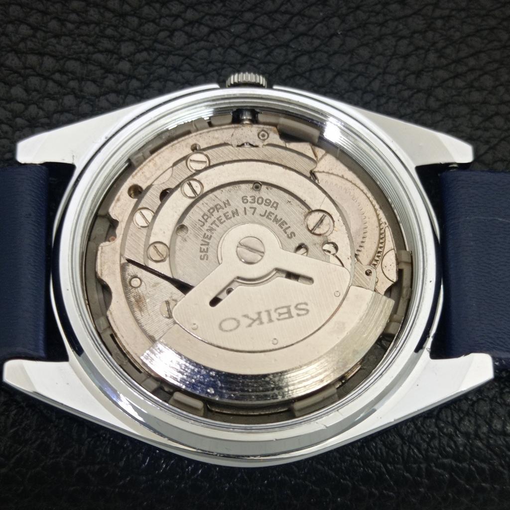 ОТРЕСТАВРИРОВАННЫЕ МУЖСКИЕ ВИНТАЖНЫЕ ЯПОНСКИЕ АВТОМАТИЧЕСКИЕ ЧАСЫ SEIKO 5 6309A С СИННИМ ЦИФЕРБЛАТОМ a442415-1