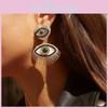 Fashionable Metal Devil's Eye Earrings With Gemstones Unique Geometric Design