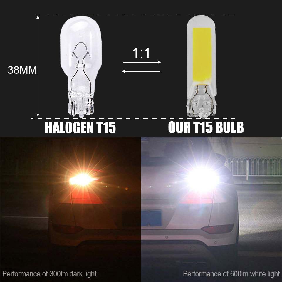 2 шт. Сапфировый COB T15 Светодиодный W16W Прозрачный Автомобильный Сигнальный Фонарь Стеклянная Лампа 902 921 Без Драйвера Задний Ходовой Огонь Белый 6000K 12В